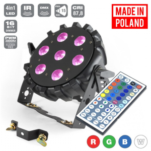 Flash Pro LED PAR SLIM 7x10W RGBW 4in1 15° IR+ WIRELESS DMX mk2 płaski reflektor LED