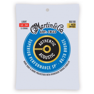 Martin MA190 Authentic Light 80/20 struny do gitary akustycznej dwunastostrunowej 12-54