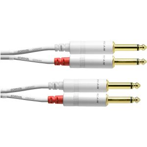 Cordial CFU 1.5 PP-SNOW przew�d audio 2x TS - 2x TS 1.5m, kolor bia�y