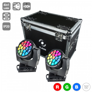 Flash 2x Głowica Ruchoma 19x15W Big Eye + Case (ZESTAW 2 x głowica + skrzynia)