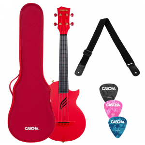 Cascha Carbon Fibre Red Set ukulele koncertowe