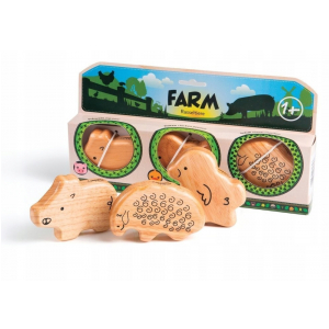 Campanilla (S10006) Zestaw perkusyjny Farm, drewniane grzechotki dla dzieci, 3 sztuki zwierzta
