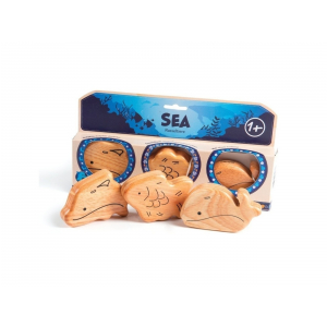 Campanilla (S10005) Zestaw perkusyjny Ocean, drewniane grzechotki dla dzieci, 3 sztuki zwierzta
