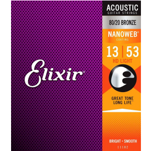 Elixir 11182 NW HD Light 80/20 Bronze struny do gitary akustycznej 13-53