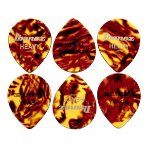 Ibanez PCE9H-SH zestaw kostek gitarowych Heavy Celluloid Yellow Brown Marbled, 6 sztuk