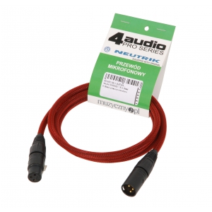 4Audio MIC PRO 1,5m Stealth Red przew�d mikrofonowy w oplocie (czerwony) XLR-F - XLR-M (z��cza czarne, z�ocone) Neutrik