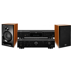 Denon PMA-510 + DCD-510 + KEF C3 zestaw stereo 3 lata Gw. PL, kolor czarny + orzech