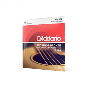 D′Addario EJ39 struny do gitary akustycznej 12-strunowej Phosphor Bronze, Medium, 12-52