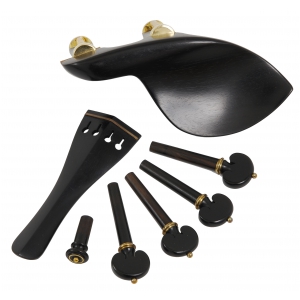 AN Garnitur skrzypcowy 4-cze�ciowy 4/4 a la Hill heban, serduszko, z�oty pro�ek, wi�zania z�ote