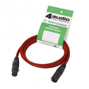 4Audio MIC PRO 6m Stealth Red przew�d mikrofonowy w oplocie (czerwony) XLR-F - XLR-M (z��cza czarne, z�ocone) Neutrik