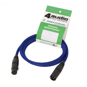 4Audio MIC PRO 6m Stealth Blue przew�d mikrofonowy w oplocie (niebieski) XLR-F - XLR-M (z��cza czarne, z�ocone) Neutrik