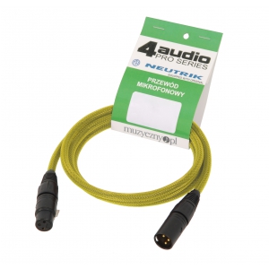 4Audio MIC PRO 1,5m Stealth Yellow przew�d mikrofonowy w oplocie (��ty) XLR-F - XLR-M (z��cza czarne, z�ocone) Neutrik