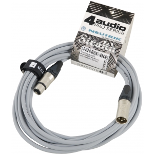 4Audio MIC PRO 6m Grey przew�d mikrofonowy XLR-F - XLR-M z opask� (szary) Neutrik