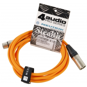 4Audio MIC PRO 3m Orange przew�d mikrofonowy XLR-F - XLR-M z opask� (pomara�czowy) Neutrik