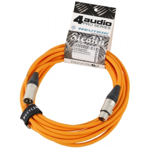 4Audio MIC PRO 6m Orange przew�d mikrofonowy XLR-F - XLR-M z opask� (pomara�czowy) Neutrik