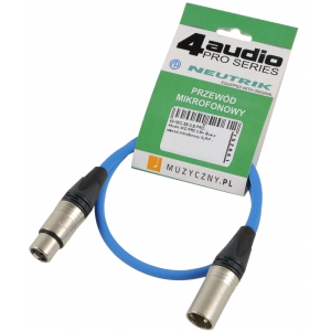 4Audio MIC PRO 0,5m Blue przew�d mikrofonowy XLR-F - XLR-M (niebieski) Neutrik