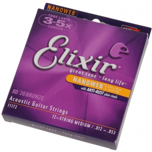 Elixir 11172 NW 80/20 Bronze struny do gitary akustycznej 12-str.  12-53