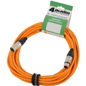 4Audio MIC PRO 15m Orange przew�d mikrofonowy XLR-F - XLR-M z opask� (pomara�czowy) Neutrik