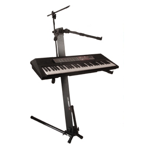 Akmuz L-10 statyw keyboardowy na 2 instrumenty (czarny) z ramieniem mikrofonowym