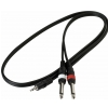RockCable Patch Cable - 2 x TS Jack (6.3 mm / 1/4) to TRS Jack (3.5 mm / 1/8) - 1 m / 3.3 ft.