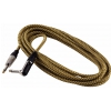 RockCable kabel instrumentalny - angled TS (6.3 mm / 1/4), braided cloth mantle, gold - 3 m / 9.8 ft.