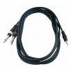 RockCable Patch Cable - 2 x TS Jack (6.3 mm / 1/4) to TRS Jack (3.5 mm / 1/8) - 1,5 meter