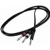 RockCable Patch Cable - TRS (6.3 mm / 1/4) to 2 x TS (6.3 mm / 1/4) - 1.5 m / 4.9 ft.