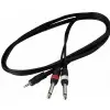 RockCable Patch Cable - 2 x TS Jack (6.3 mm / 1/4) to TRS Jack (3.5 mm / 1/8) - 1,5 meter