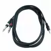 RockCable Patch Cable - 2 x TS Jack (6.3 mm / 1/4) to TRS Jack (3.5 mm / 1/8) - 1,8 meter