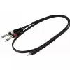 RockCable Patch Cable - 2 x TS Jack (6.3 mm / 1/4) to TRS Jack (3.5 mm / 1/8) - 1 m / 3.3 ft.