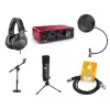 Crono Studio 101 XLR BK RP3 - Recording Pack 3 - Zestaw Studyjny - Komplet, mikrofon wielkomembranowy + koszyk + pop filtr + 2 rodzaje statyww + interfejs USB + przewd XLR + suchawki