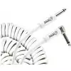 Ortega ORCCI-30WH kabel spiralny do gitary Jack TS prosty/k�towy, 9m / 30ft, kolor bia�y